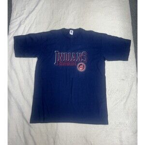 Vintage 90s Logo 7 Cleveland Indians Embroidered Single Stitch T-Shirt Size XL